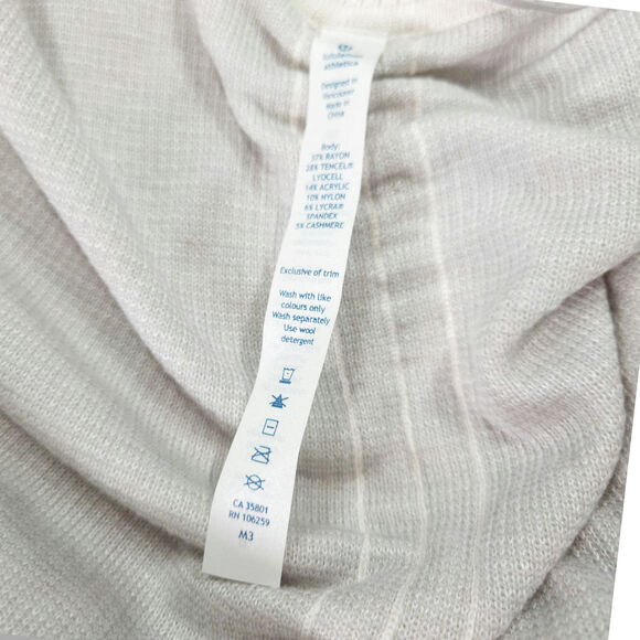 Lululemon Open Front Cardigan Shawl Collar Drawcord Back Pockets Ivory 8 EUC - Picture 5 of 8